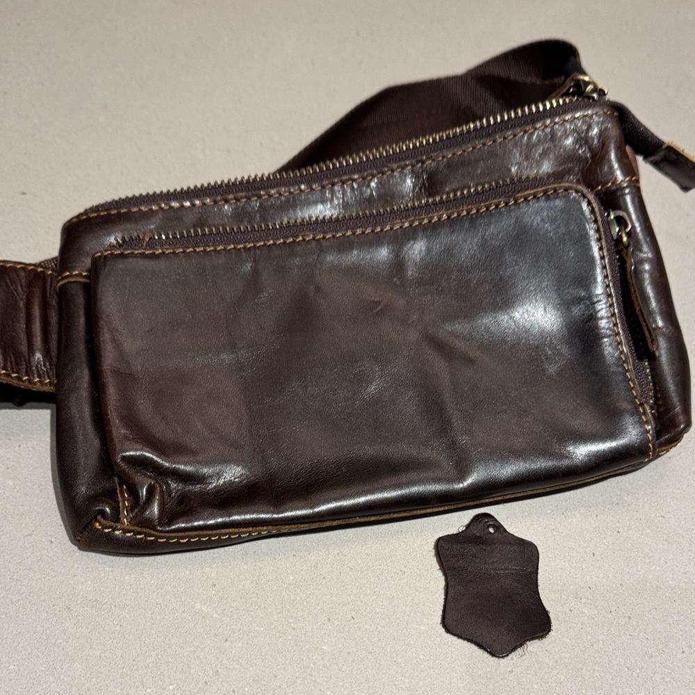 Brown Leather fanny pack travel pack